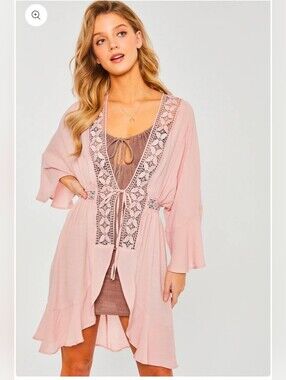 NWOT Love Tree Pink Lightweight Kimono Cardigan